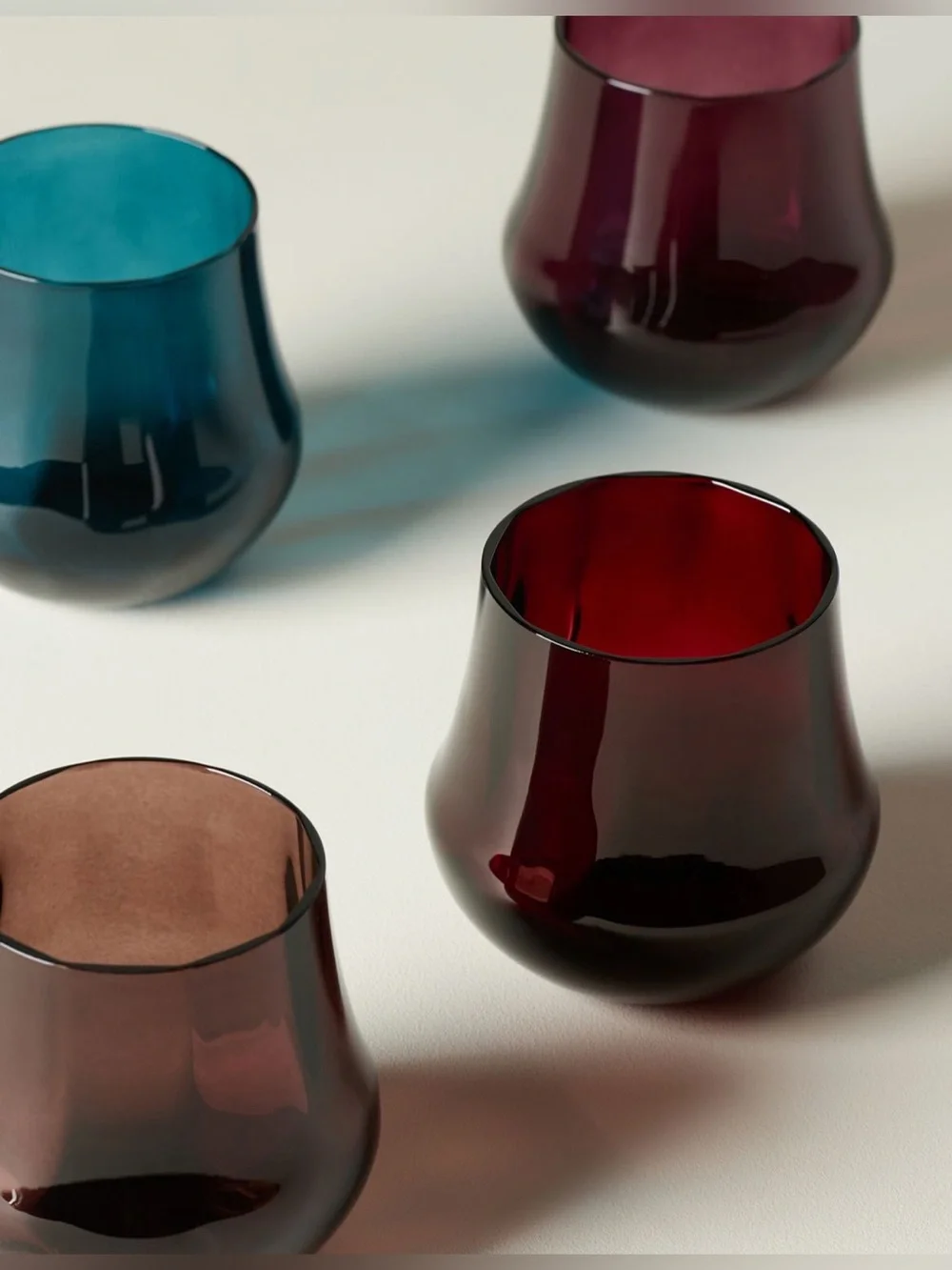 nwt set of 4 Anthropologie Cybelle jewel tone stemless wine glasses